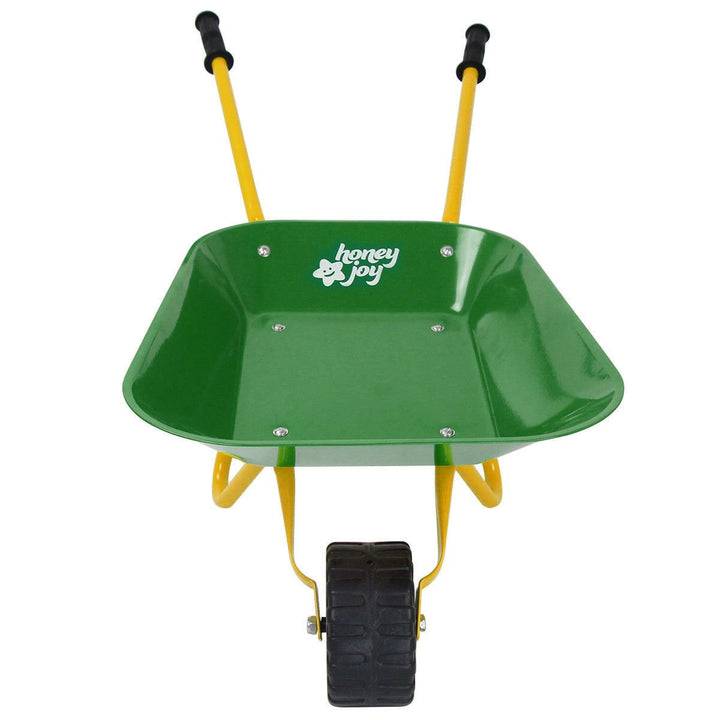 Costway Steel Wheelbarrow for Kids Red/Green Image 4