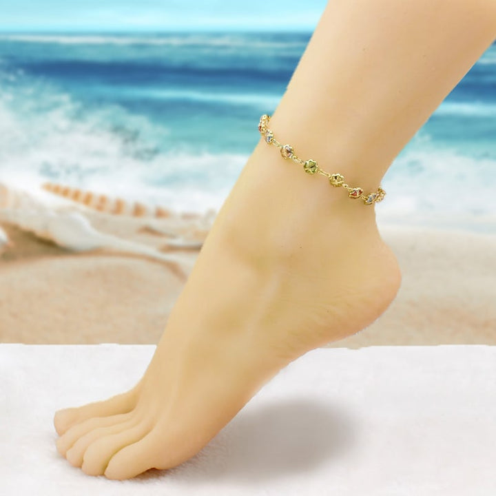 18K Gold Filled High Polish Finsh  Gold Multi Color Crystal Anklet JJA18 Image 6