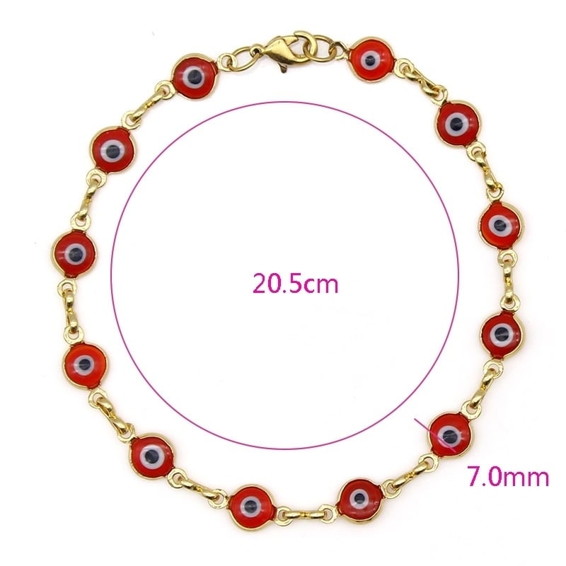 18k Gold Filled High Polish Finsh Evil Eye Bracelet Image 4