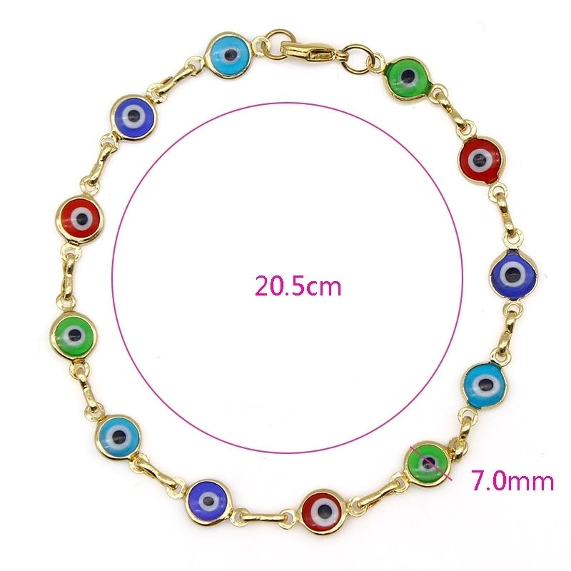 18k Gold Filled High Polish Finsh Evil Eye Bracelet Image 4