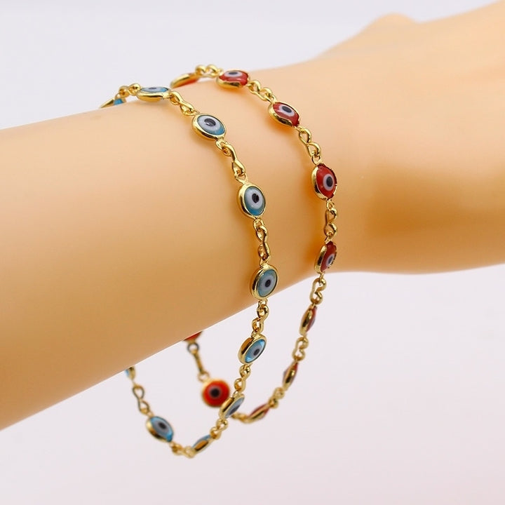 18k Gold Filled High Polish Finsh Evil Eye Bracelet Image 6