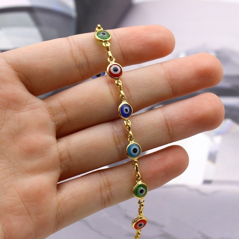 18k Gold Filled High Polish Finsh Evil Eye Bracelet Image 1