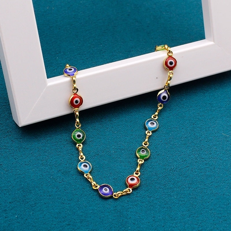 18k Gold Filled High Polish Finsh Evil Eye Bracelet Image 8