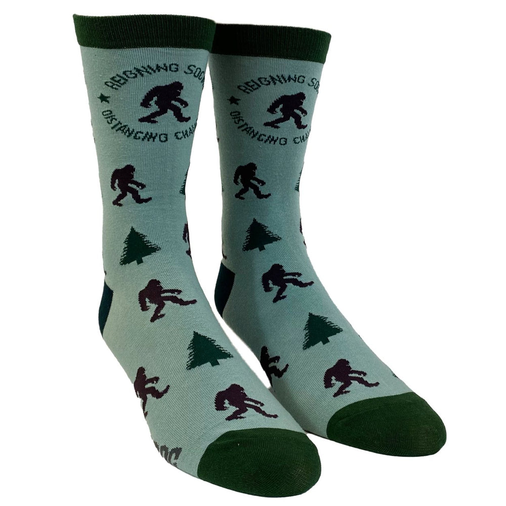 Mens Social Distancing Champion Socks Funny Bigfoot Quarantine Sasquatch Graphic Novelty Footwear Image 2