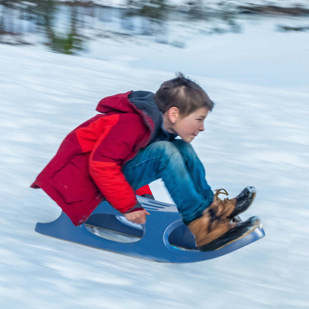 Blue Outdoor Snow Sled Toy for Two Riders Durable Plastic Pull Rope for Kids 5+ Image 3