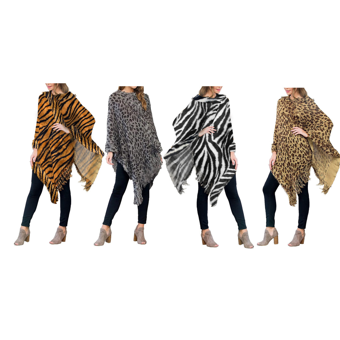 2-Pack: Womens Ultra-Warm Ponchos W/ Fringes Image 3