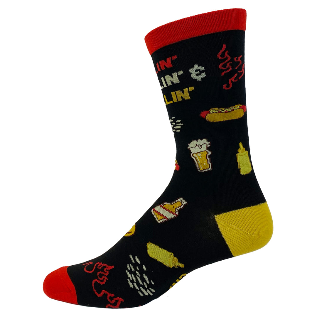 Mens Chillin Grillin And Refillin Socks Funny Backyard BBQ Novelty Graphic Footwear Image 4