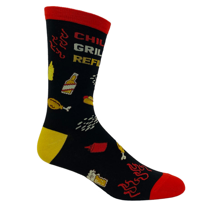 Mens Chillin Grillin And Refillin Socks Funny Backyard BBQ Novelty Graphic Footwear Image 4