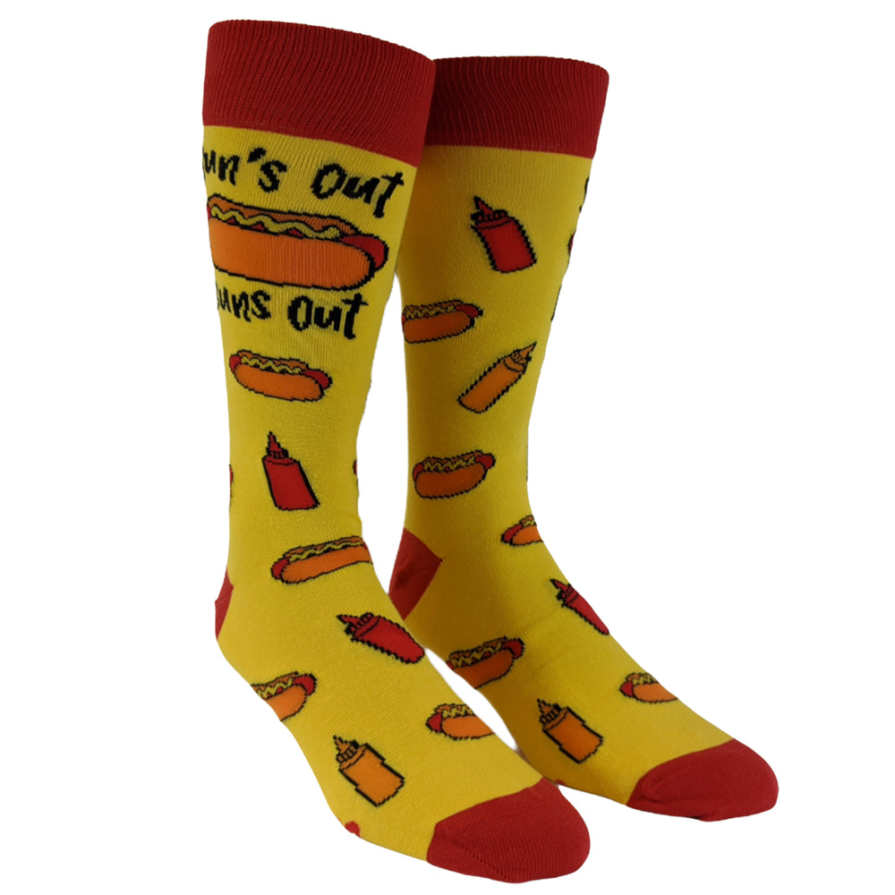 Mens Suns Out Buns Out Socks Funny Backyard Cookout Bar-b-que Summer Graphic Novelty Fotowear Image 2