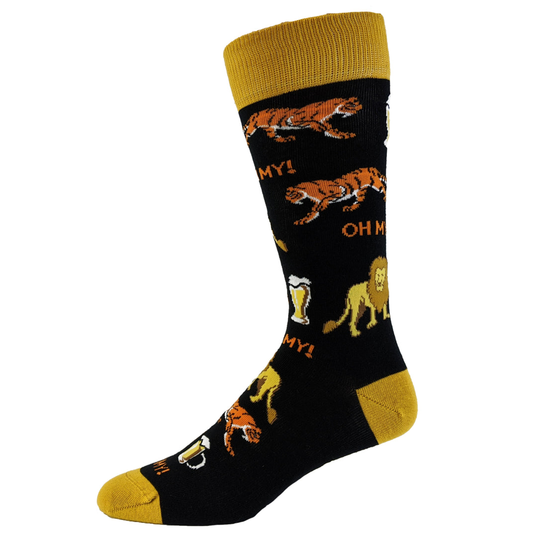 Mens Lions Tigers And Beers Socks Funny Zoo Animals Big Cats Drinking Novelty Footwear Image 4