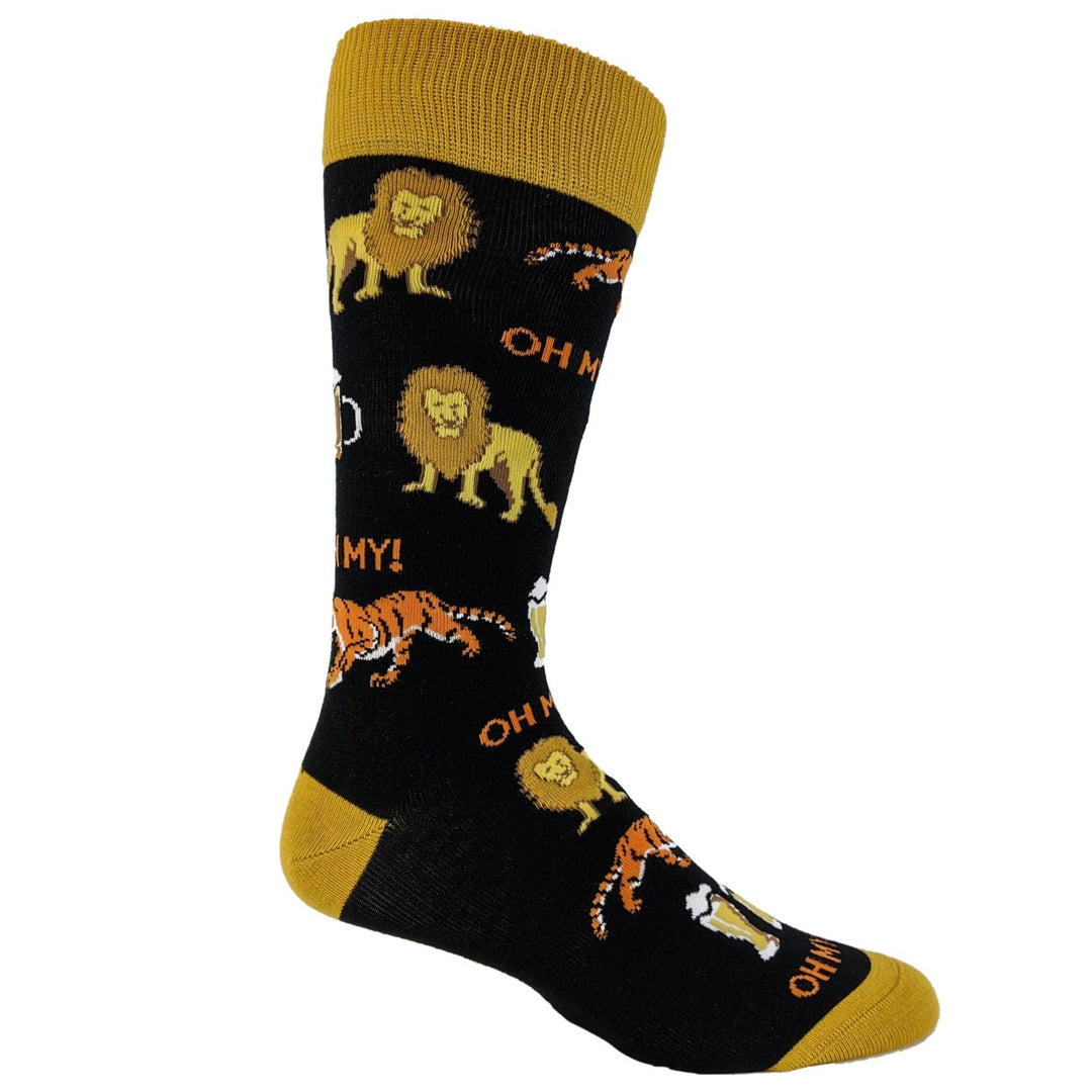 Mens Lions Tigers And Beers Socks Funny Zoo Animals Big Cats Drinking Novelty Footwear Image 6