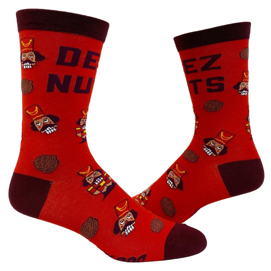 Mens Deez Nuts Socks Funny Christmas Nutcracker Sarcastic Graphic Footwear Image 1