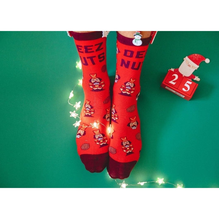 Mens Deez Nuts Socks Funny Christmas Nutcracker Sarcastic Graphic Footwear Image 7