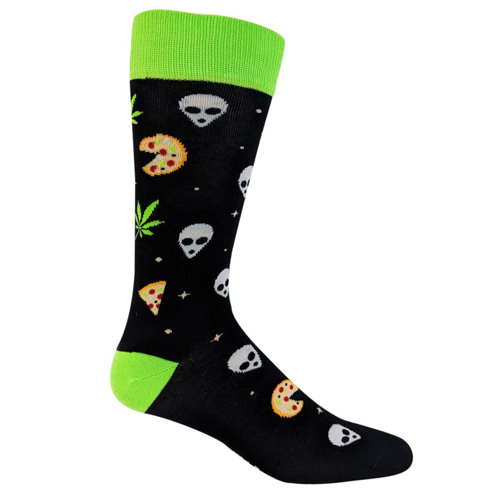 Mens Pizza Weed Alien Socks Funny 420 Munchies Conspiracy Footwear Image 2