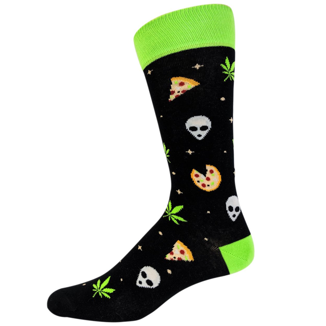 Mens Pizza Weed Alien Socks Funny 420 Munchies Conspiracy Footwear Image 4