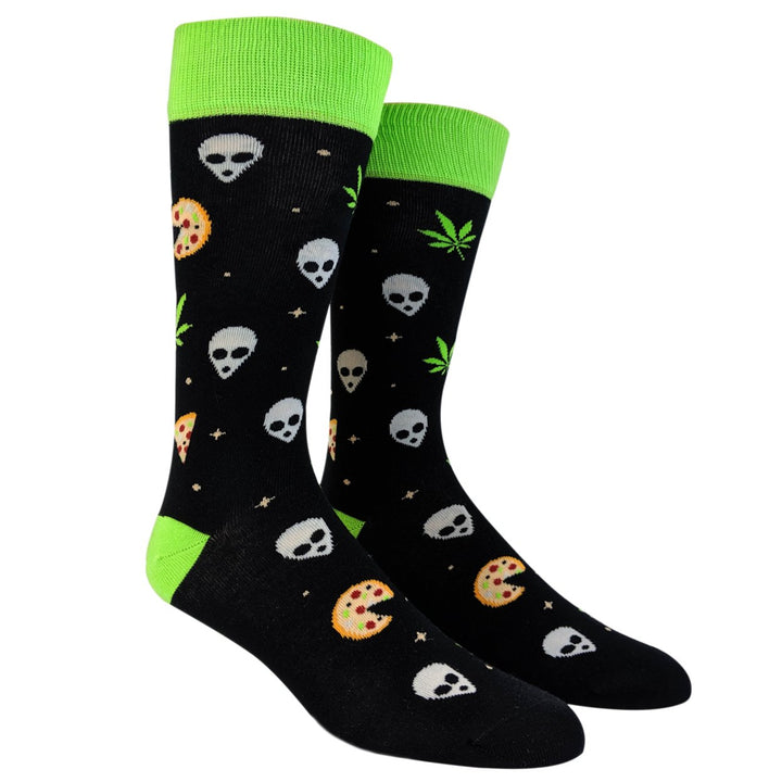 Mens Pizza Weed Alien Socks Funny 420 Munchies Conspiracy Footwear Image 6