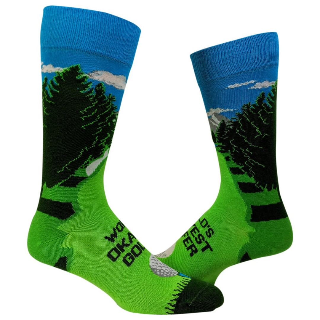 Mens Worlds Okayest Golfer Socks Funny Fathers Day Sports Footwear Image 1