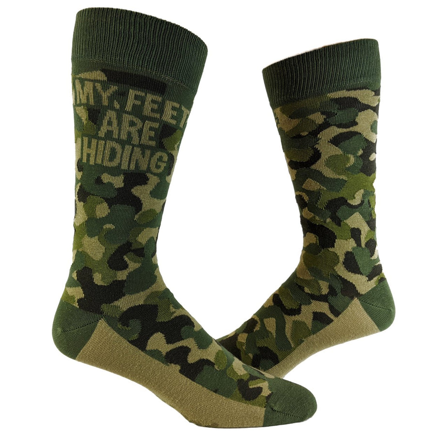 Mens My Feet Are Hiding Socks Funny Camo Army Print Hunting Novelty Graphic Footwear Image 1