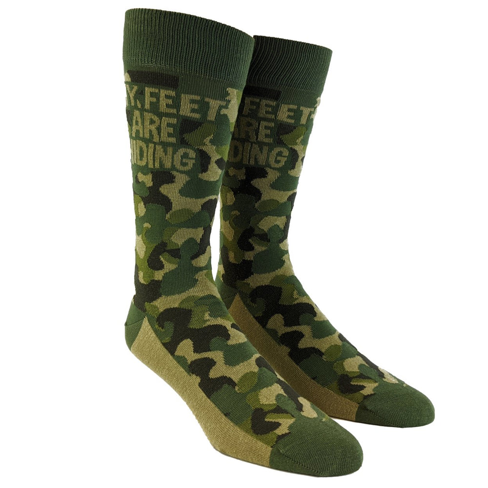 Mens My Feet Are Hiding Socks Funny Camo Army Print Hunting Novelty Graphic Footwear Image 2