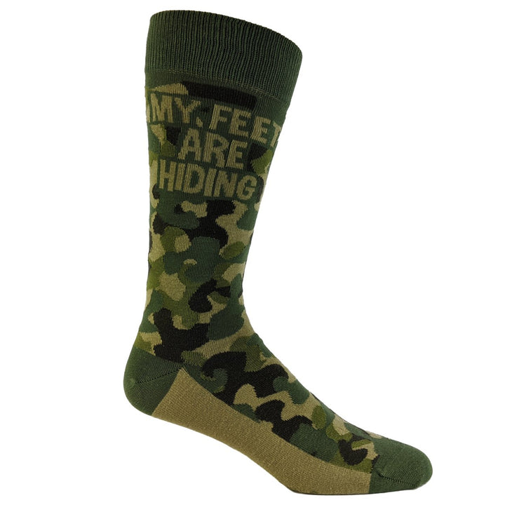 Mens My Feet Are Hiding Socks Funny Camo Army Print Hunting Novelty Graphic Footwear Image 4