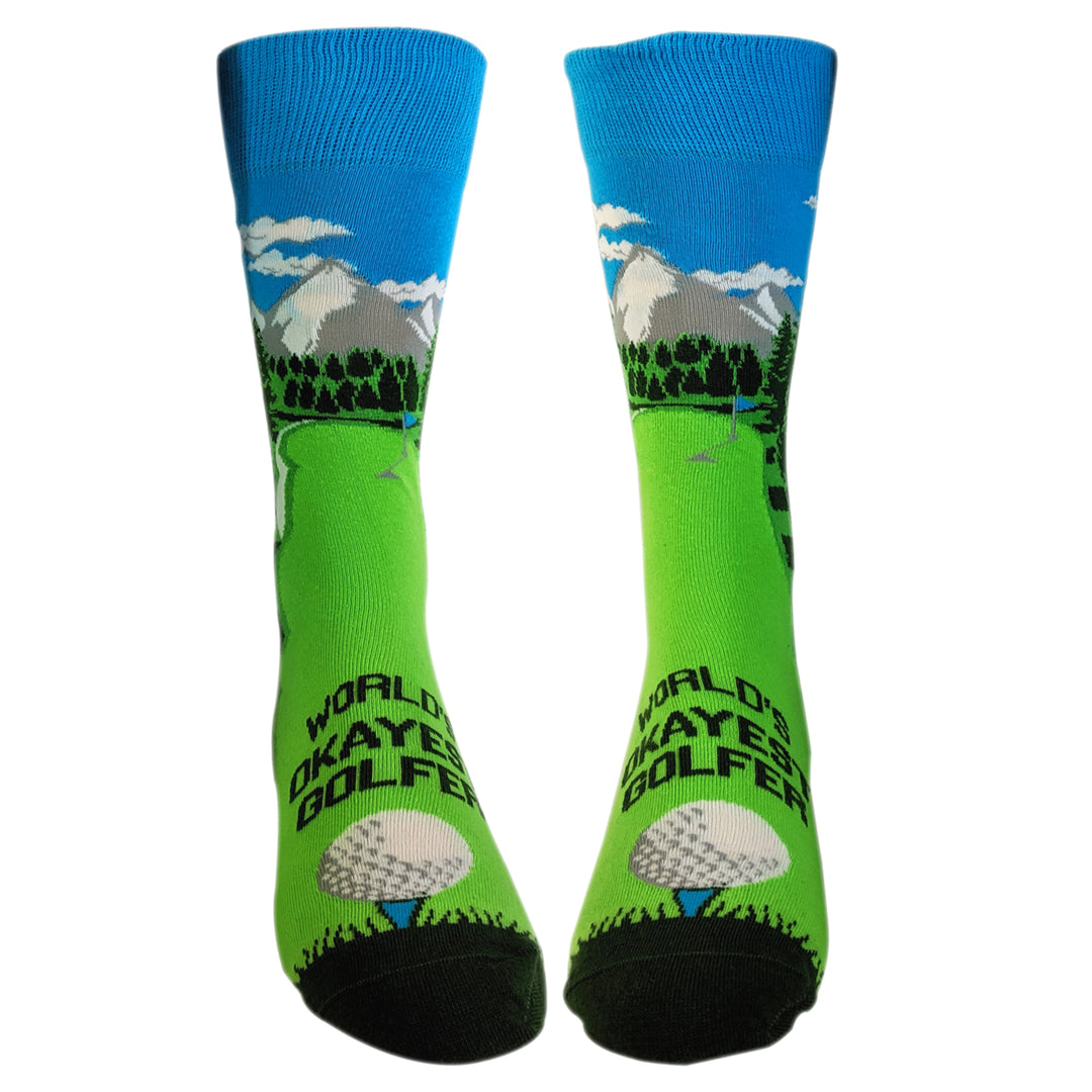 Mens Worlds Okayest Golfer Socks Funny Fathers Day Sports Footwear Image 8