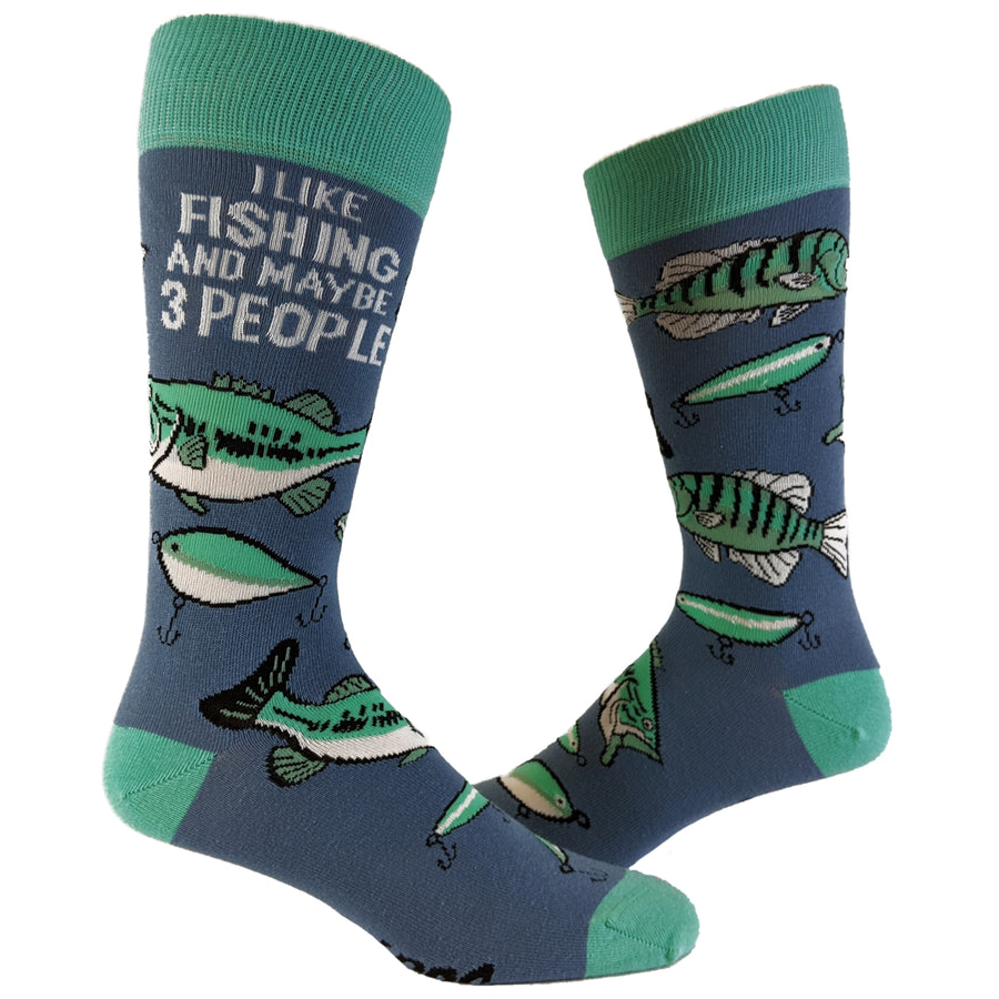 Mens I Like Fishing And Maybe 3 People Socks Funny Hunting Fathers Day Dad Footwear Image 1