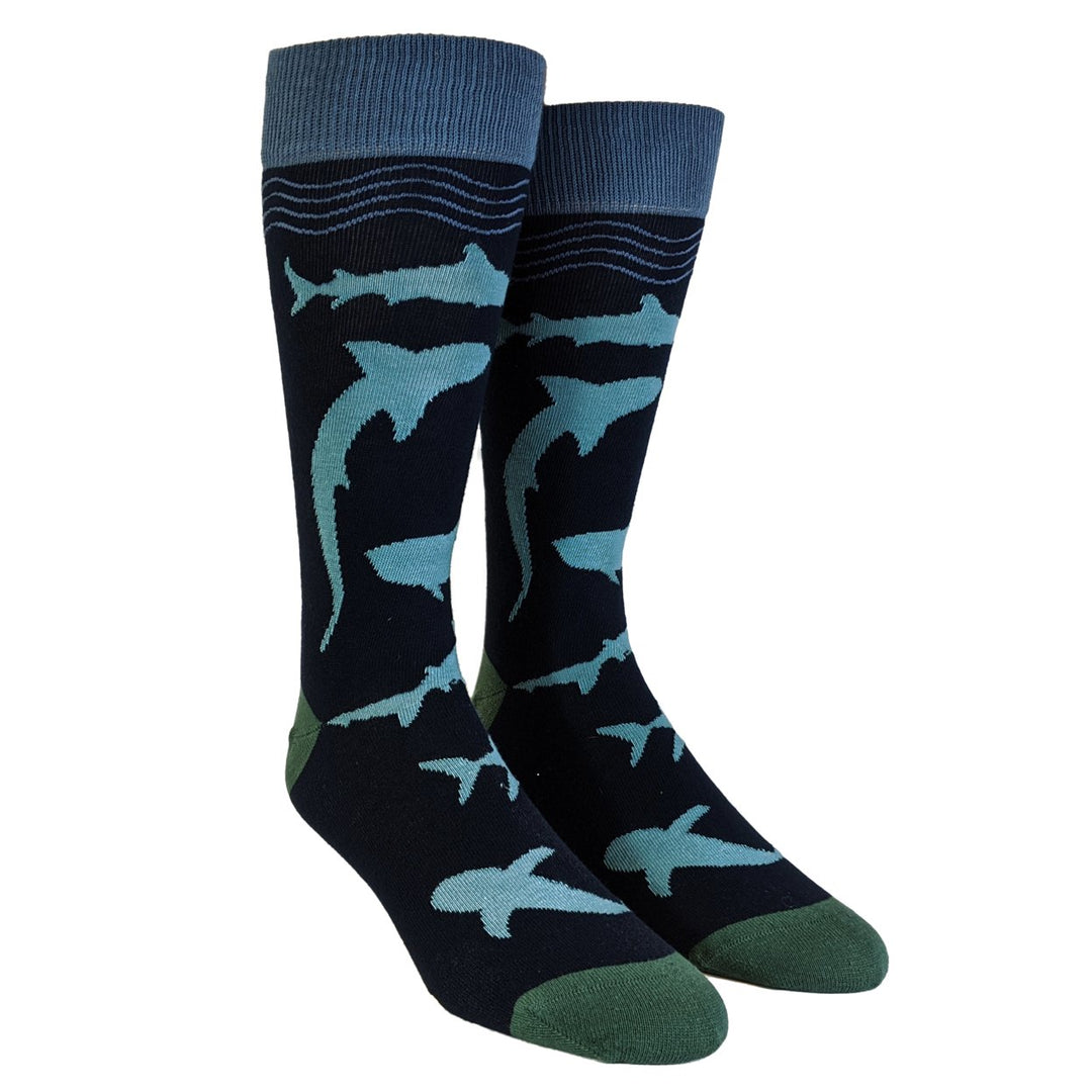 Mens Scuba Shark Socks Funny Shark Week Scuba Dive Ocean Vacation Novelty Footwear Image 2