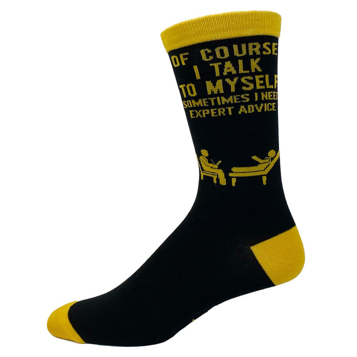 Mens Of Course I Talk to Myself Sometimes I Need Expert Advice Funny Sarcasm Socks Image 4