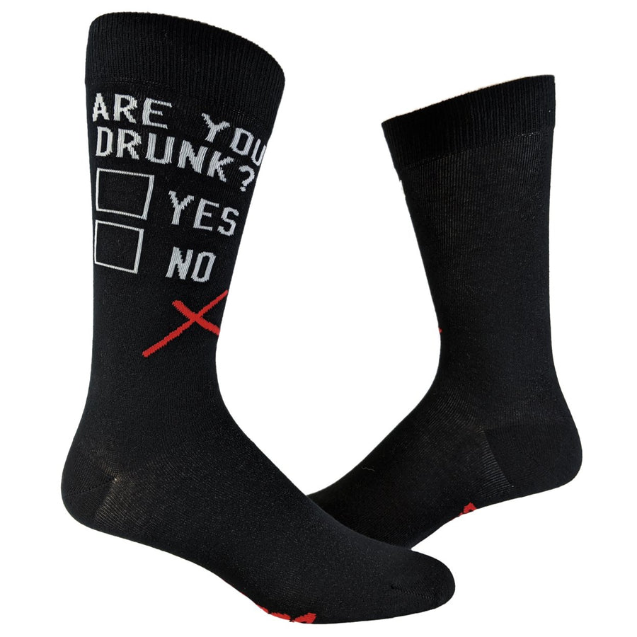 Mens Are You Drunk Socks Funny Beer Drinking Party Checklist Graphic Novelty Footwear Image 1