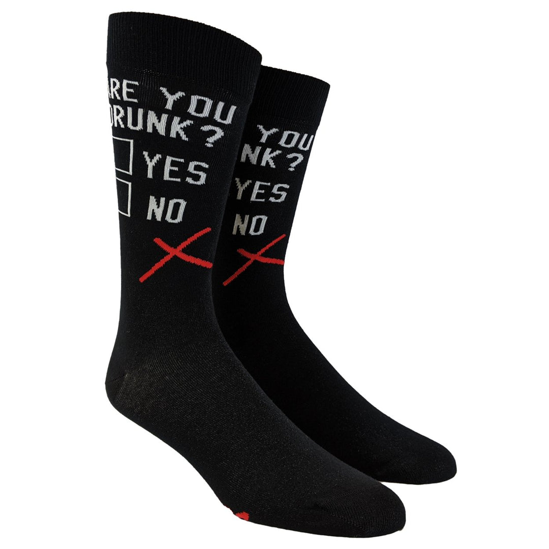 Mens Are You Drunk Socks Funny Beer Drinking Party Checklist Graphic Novelty Footwear Image 2