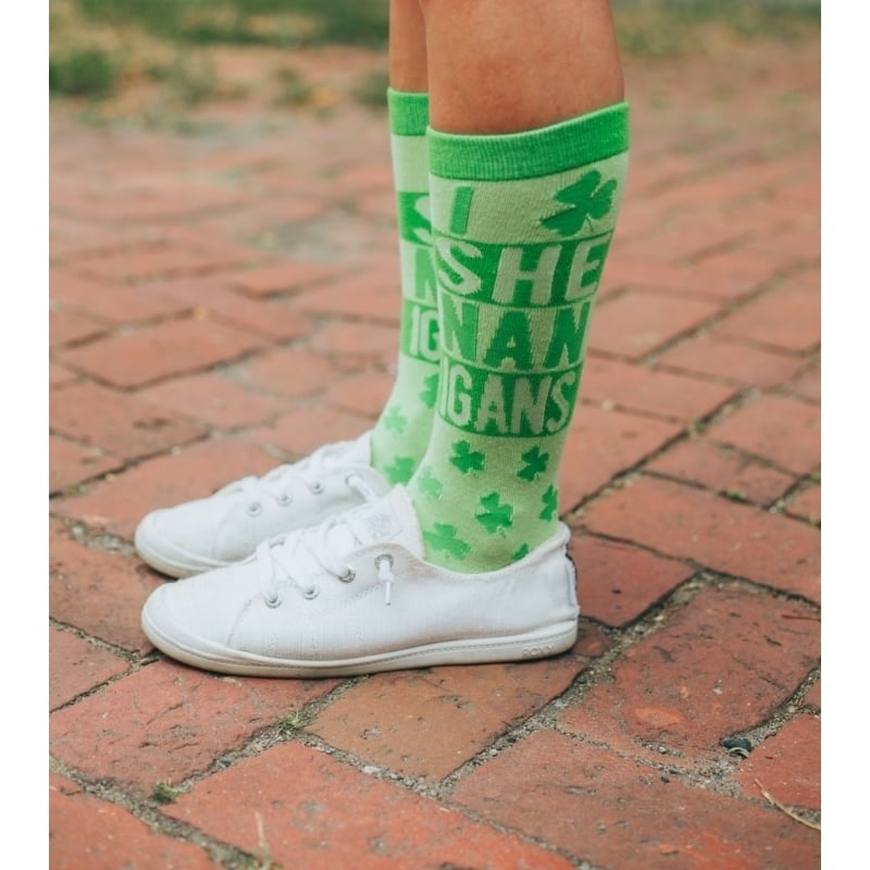 I Clover Shenanigans Socks Funny Saint St Patricks Day Irish Novelty Sarcastic (Green) - Mens (7-12) Image 7