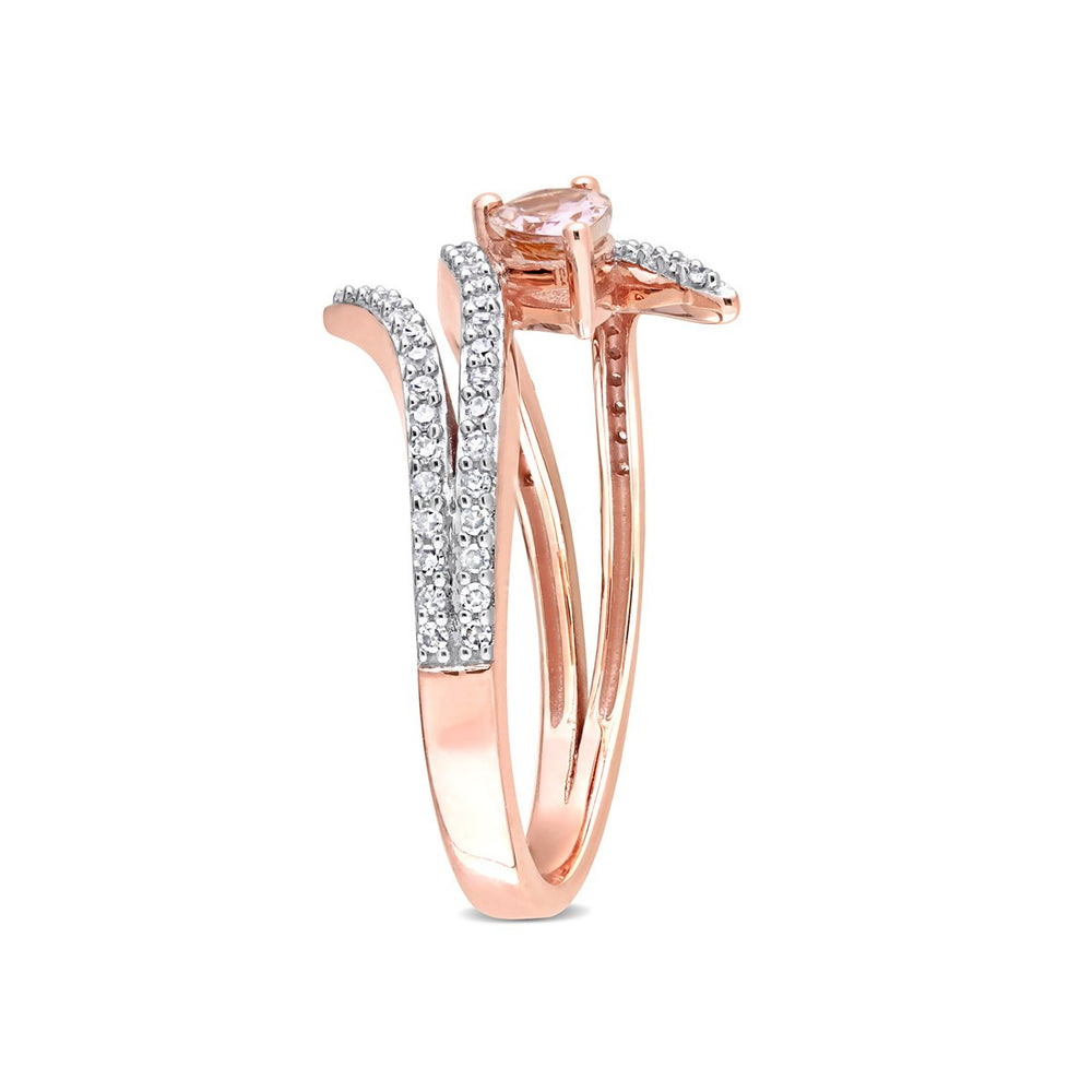 3/8 Carat (ctw) Morganite Open Wrap Ring in 10K Rose Gold with Diamonds Image 2