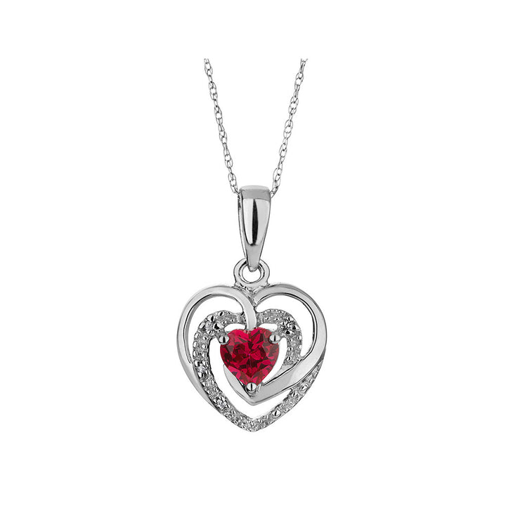 3/4 (ctw) Lab-Created Ruby Heart Ring and Pendant Set in Sterling Silver Image 4