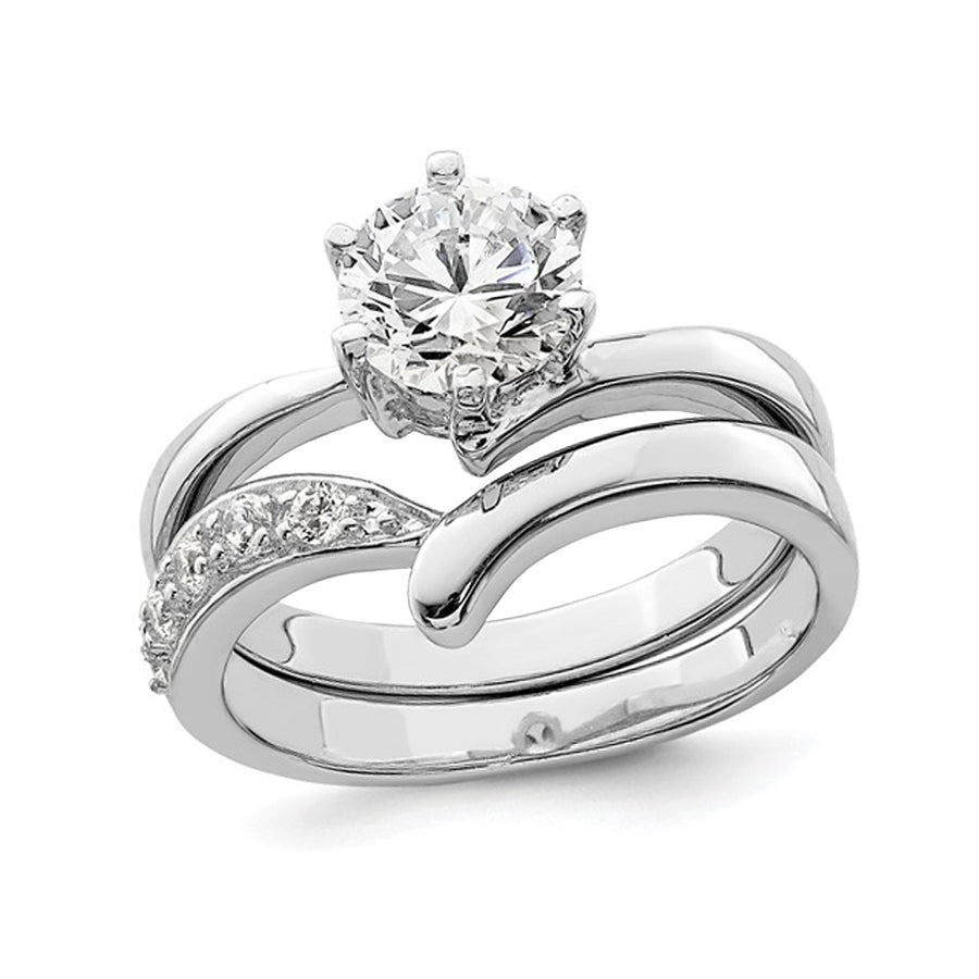 Sterling Silver Engagement Bridal Wedding Ring Set with Cubic Zirconia (CZ) (CZ) Image 1