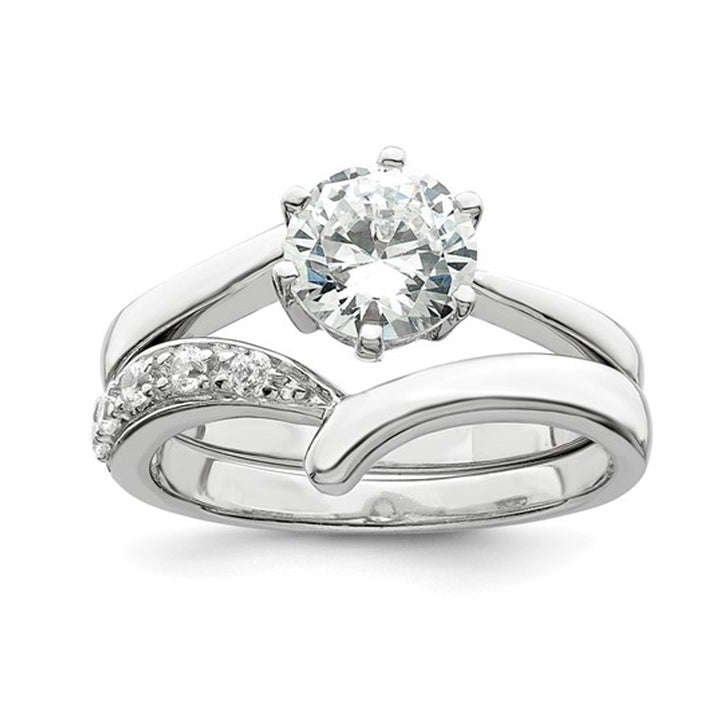 Sterling Silver Engagement Bridal Wedding Ring Set with Cubic Zirconia (CZ) (CZ) Image 2