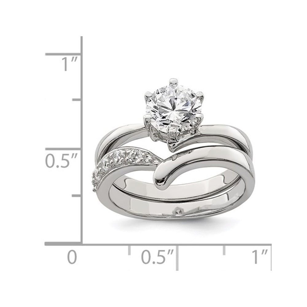 Sterling Silver Engagement Bridal Wedding Ring Set with Cubic Zirconia (CZ) (CZ) Image 4