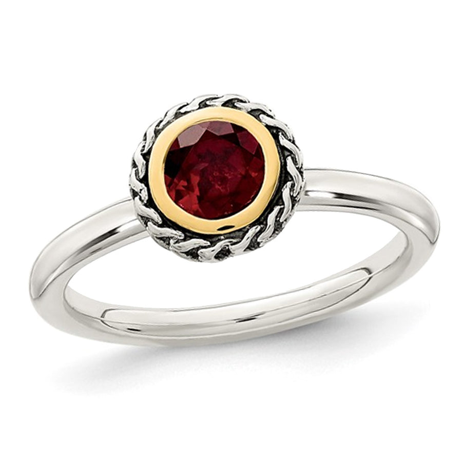3/5 Carat (ctw) Red Garnet Solitaire Ring in Sterling Silver Image 1