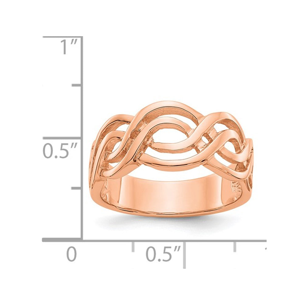 14K Rose Pink Gold Polished Infinity Ring Band Image 2