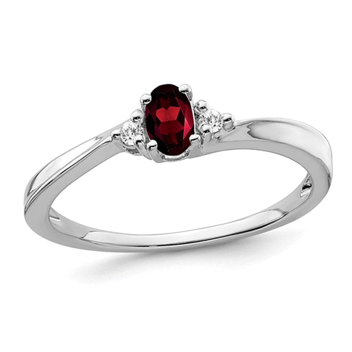 1/3 Carat (ctw) Garnet Ring in 14K White Gold Image 1