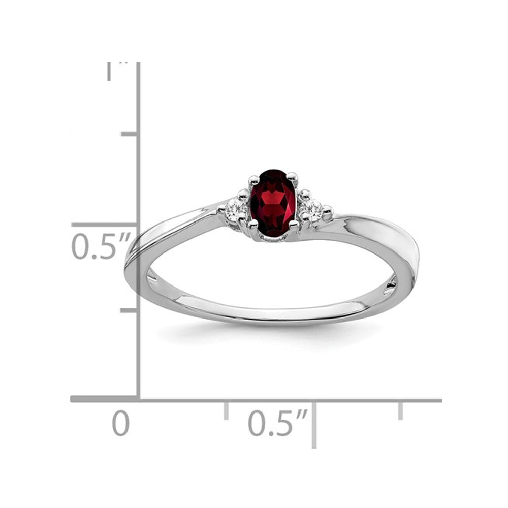 1/3 Carat (ctw) Garnet Ring in 14K White Gold Image 3