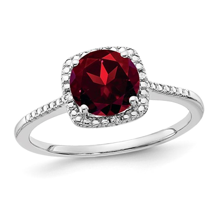 1.60 Carat (ctw) Garnet Solitaire Ring in Sterling Silver Image 1