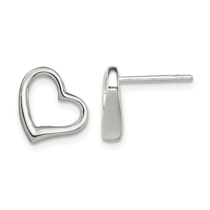 Sterling Silver Polished Open Heart Post Earrings Image 1