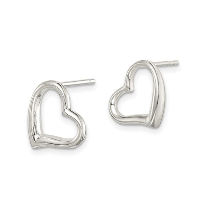 Sterling Silver Polished Open Heart Post Earrings Image 4