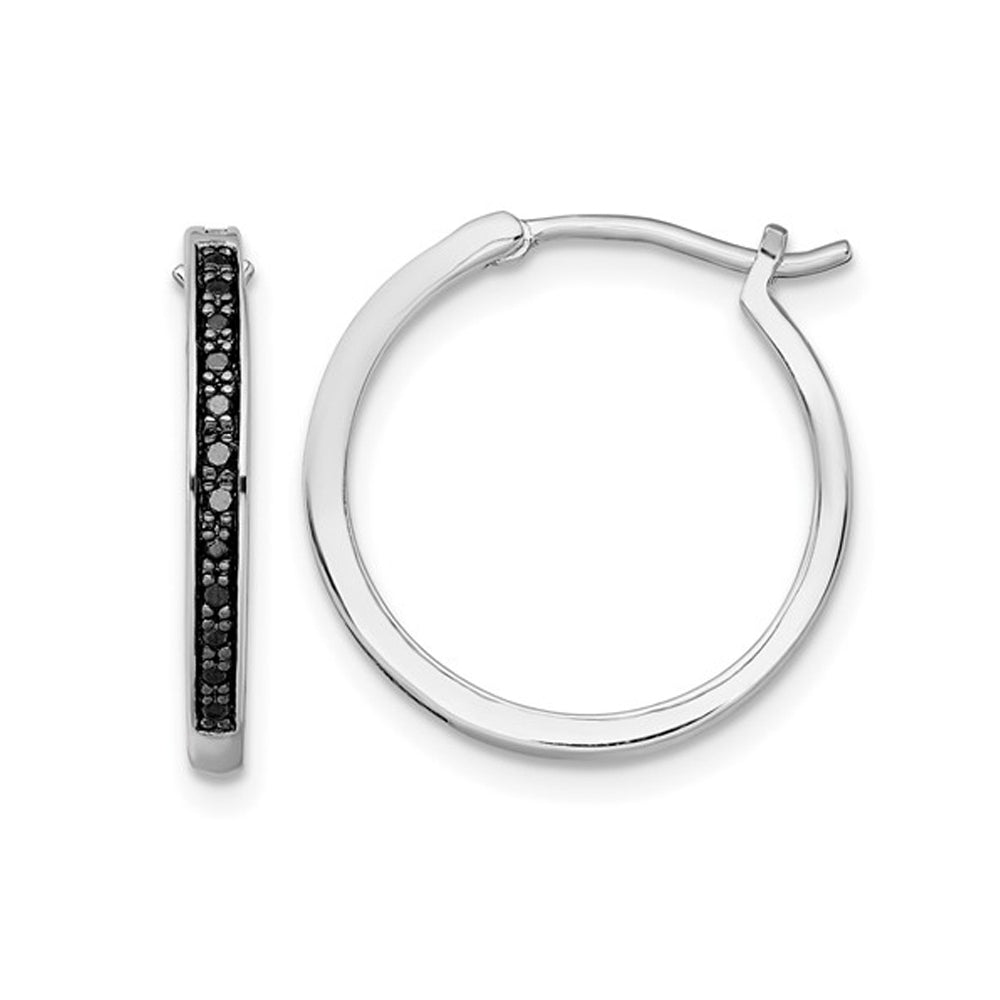 Black Accent Diamond Hoop Earrings in Sterling Silver (4/5 Inch 2.0mm) Image 1