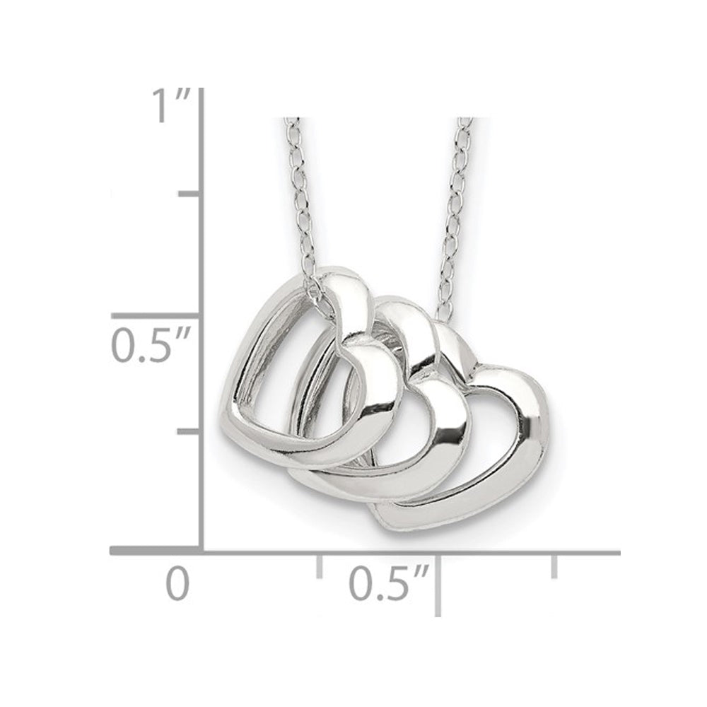 Sterling Silver Triple Heart Necklace with Chain Image 2