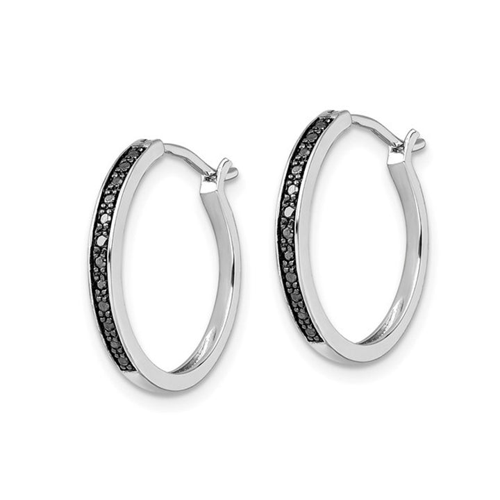 Black Accent Diamond Hoop Earrings in Sterling Silver (4/5 Inch 2.0mm) Image 3