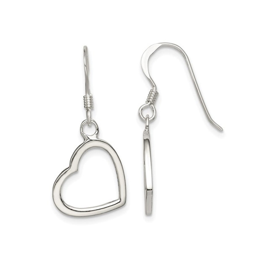 Sterling Silver Heart Dangle Post Earrings Image 1