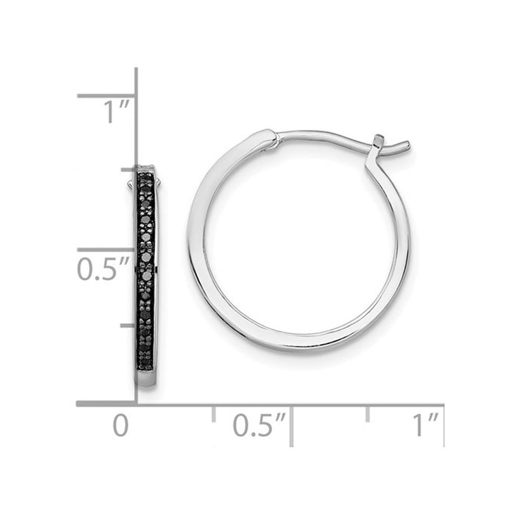 Black Accent Diamond Hoop Earrings in Sterling Silver (4/5 Inch 2.0mm) Image 4