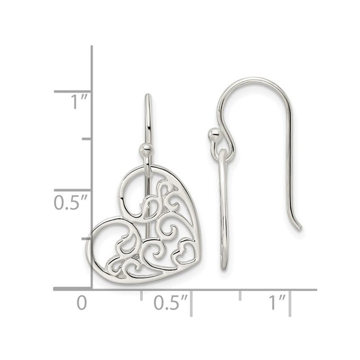 Sterling Silver Heart Swirl Dangle Earrings Image 4