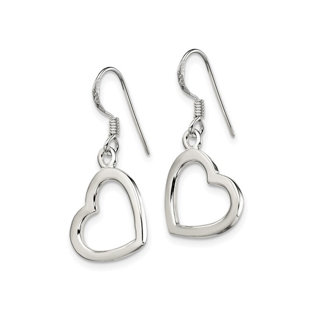 Sterling Silver Heart Dangle Post Earrings Image 2